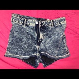 Dark acid wash high wasted jean shorts